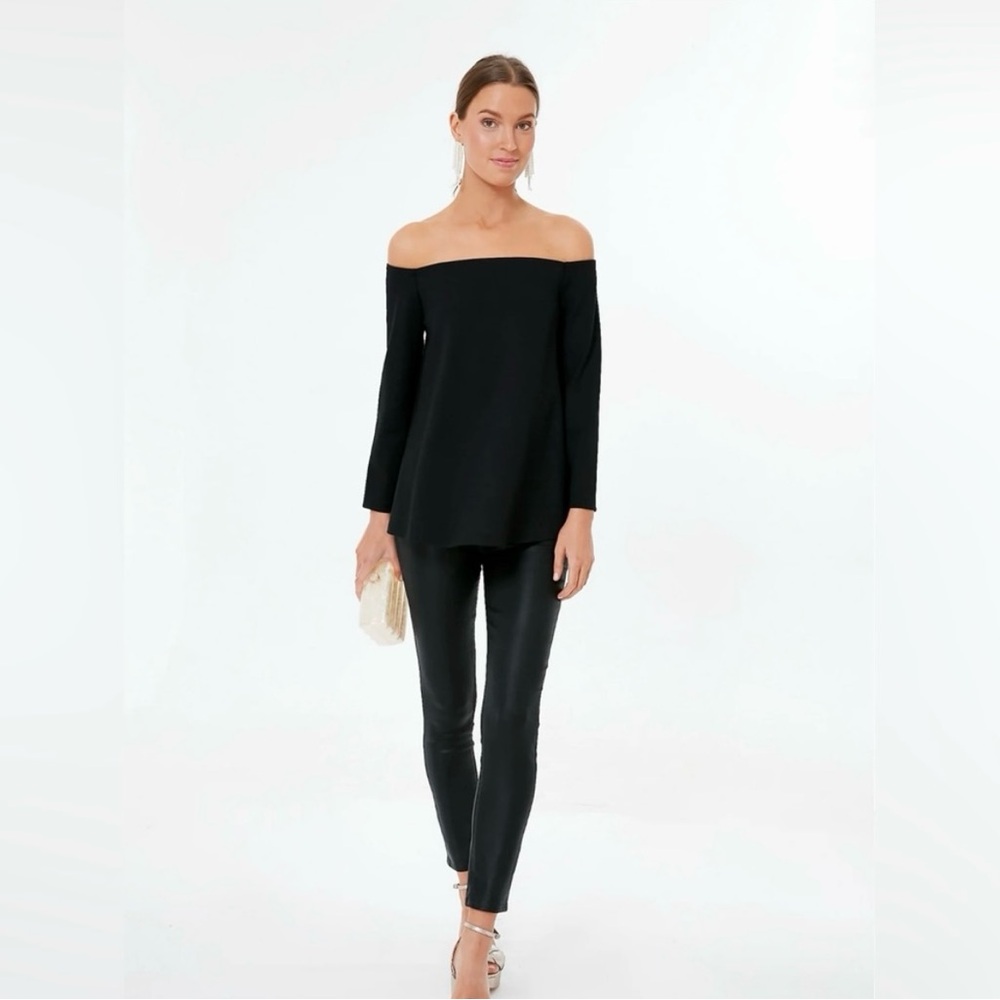 Tuckernuck Elegant Black Off-Shoulder Top Miranda size small blouse revolve